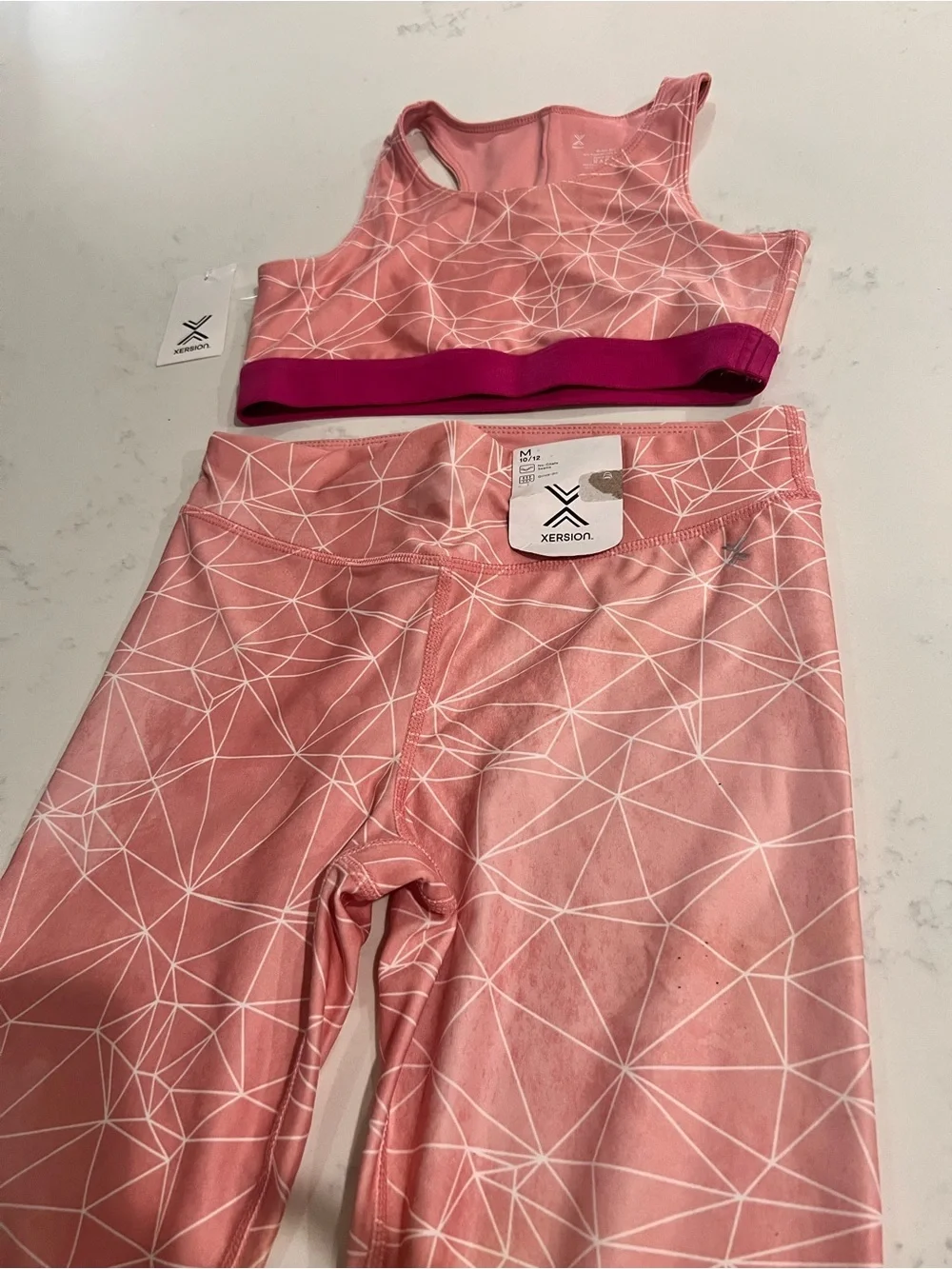 Xersion Pink & White Geometric Activewear Set